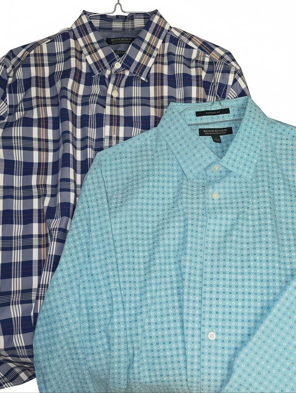 Banana Republic Mens Large Lot of 2 Casual Button Down Shirts Plaid Microdot L